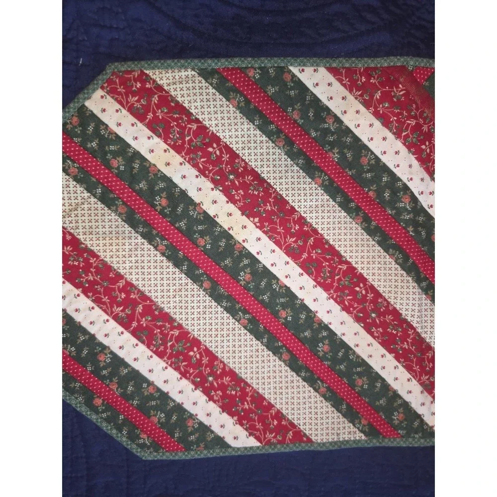 Handmade Christmas Quilt Table Runner 50x12 Red Green Patchwork Holiday Decor